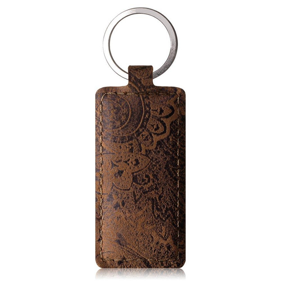 Skórzane etui na telefon RFID Wallet case - Ornament Brązowy - TPU Czarne