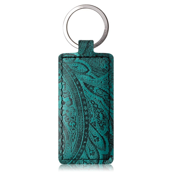 Skórzane etui na telefon RFID Wallet case - Ornament Turkusowy - TPU Transparentne