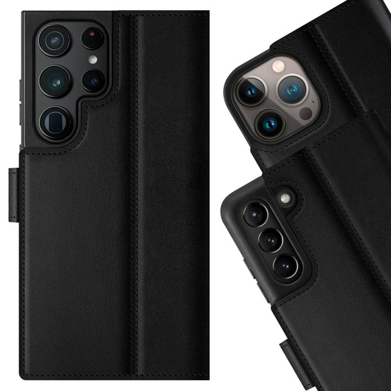 Skórzane etui na telefon RFID Wallet case - Costa Czarna - TPU Czarne