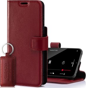 Etui ze skóry naturalnej na smartfon RFID Prestiż - Costa Czerwona - TPU Czarne
